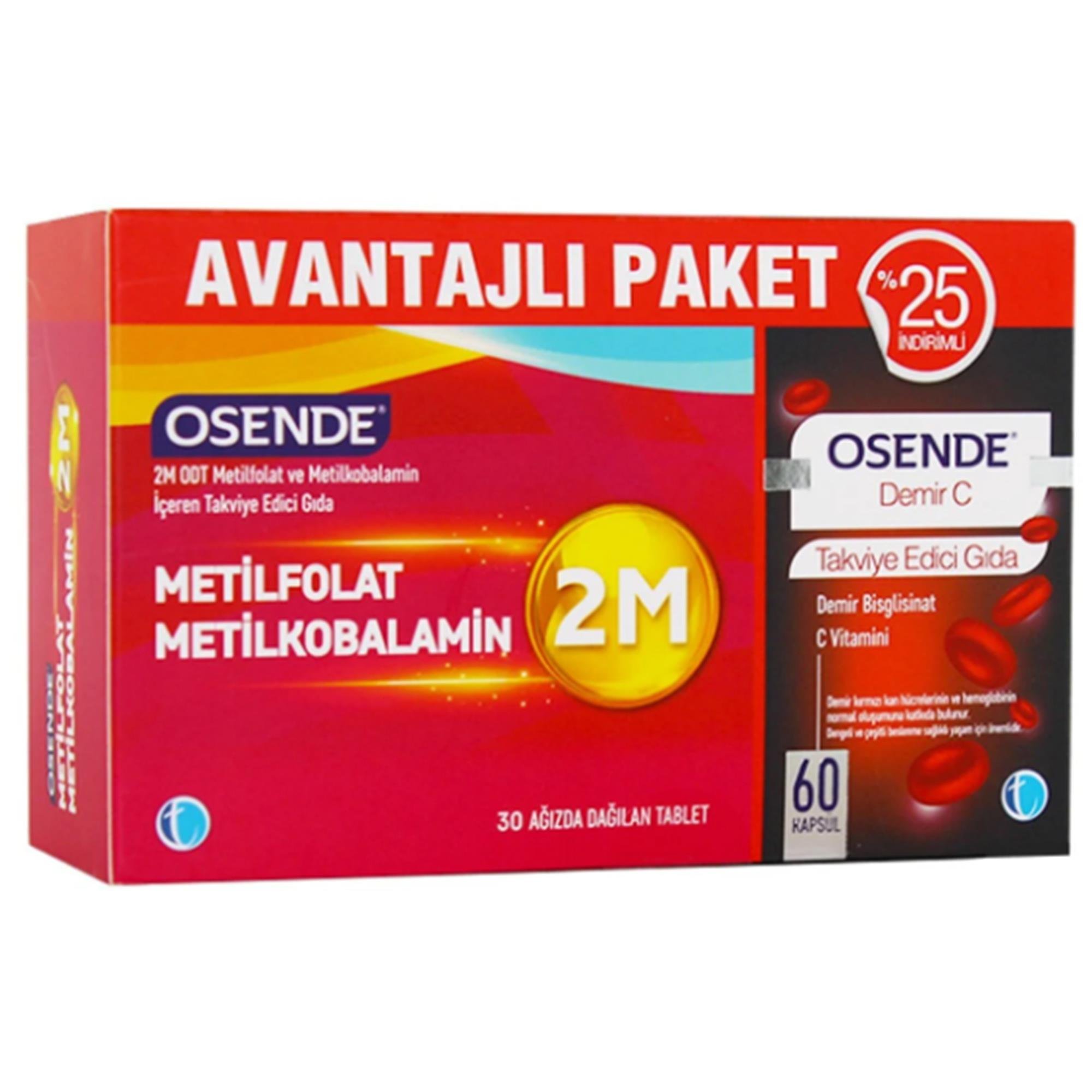 Osende 2M 30 Tablet+ Osende Demir C 60 Kapsul Kofre
