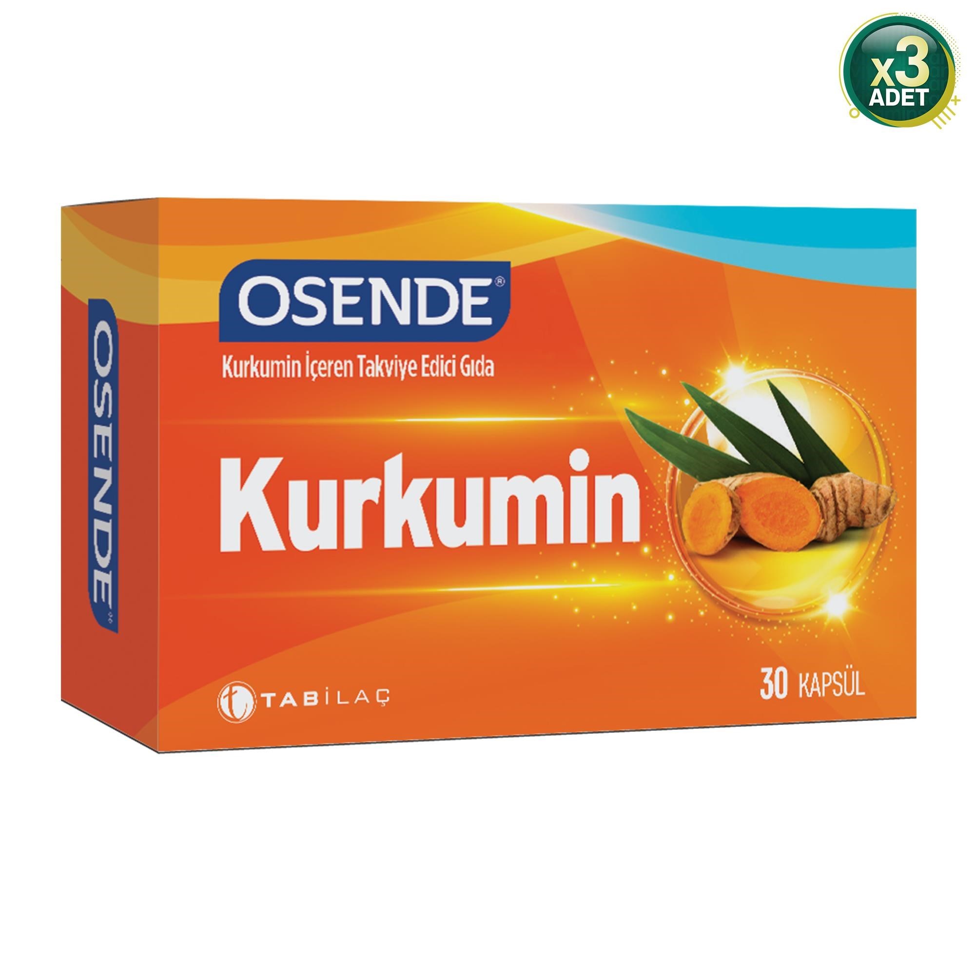 Osende Kurkumin 30 Kapsül - 3 Adet (90 Kapsül) (İlaç Kutusu Hediyeli)
