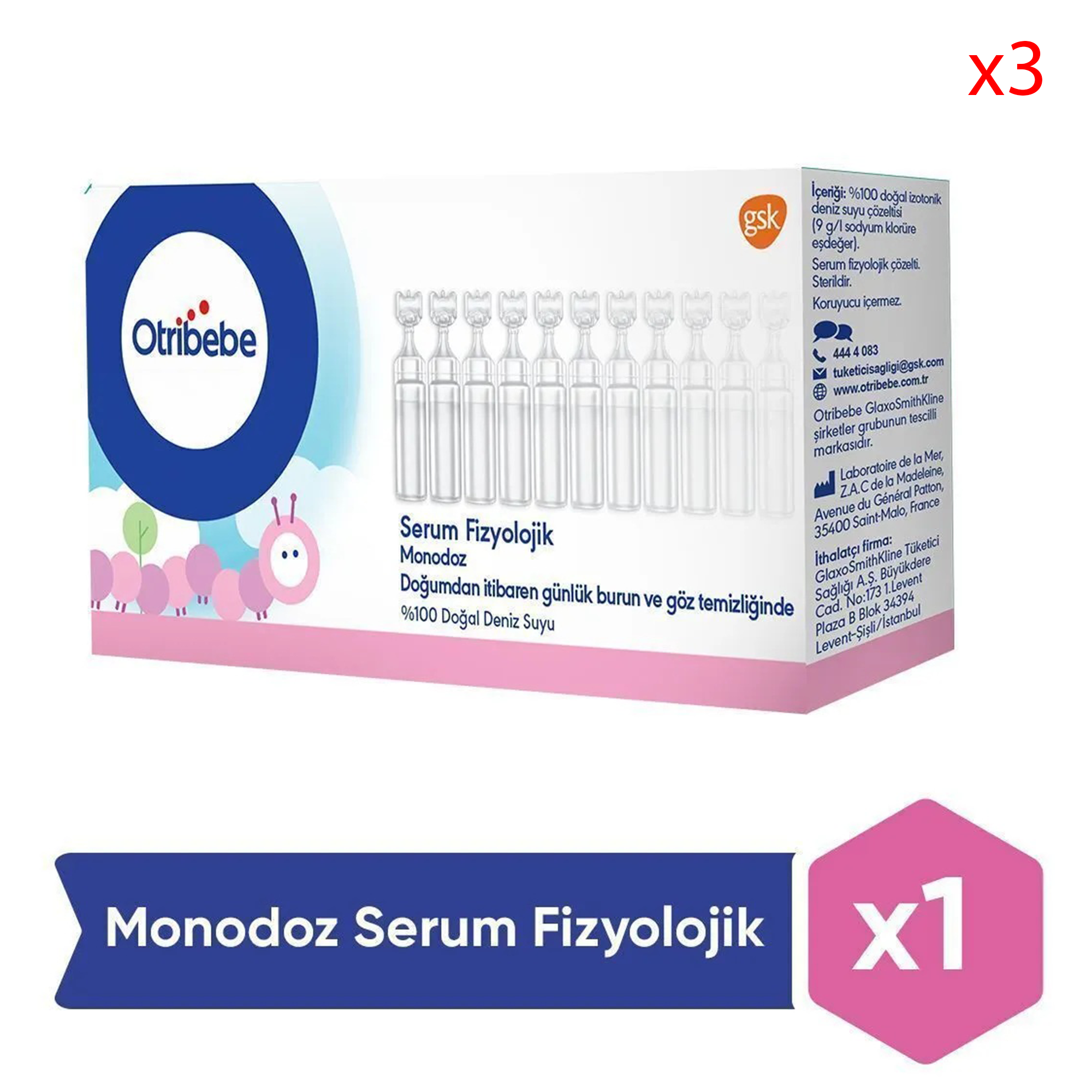 Otribebe Monodoz Serum Fizyolojik 20 Flakon x 3 Adet