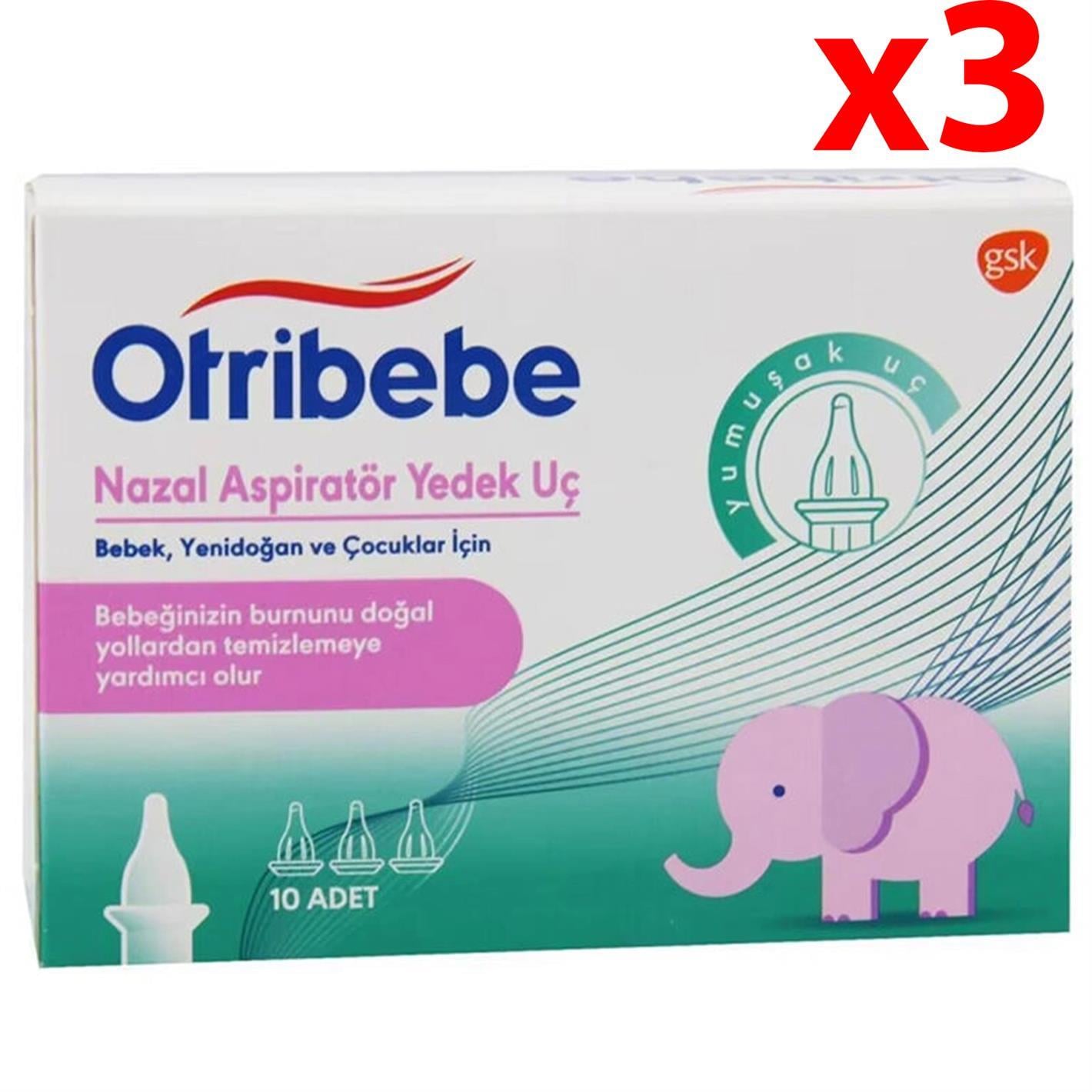 Otribebe Nazal Aspiratör Yedek Uç - Sünger Filtreli, Şeffaf Anatomik Silikon, 10 lu (3 Paket) - Konforlu ve Hijyenik Kullanım İçin