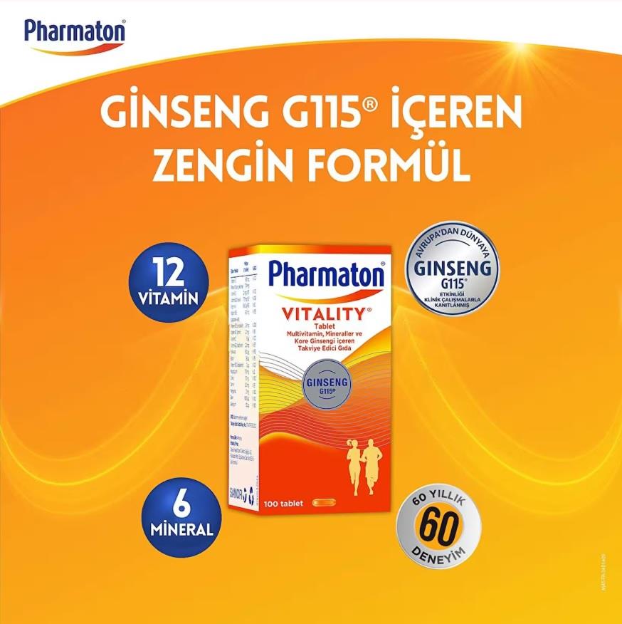 Pharmaton Vitality 100 Tablet 3 Adet