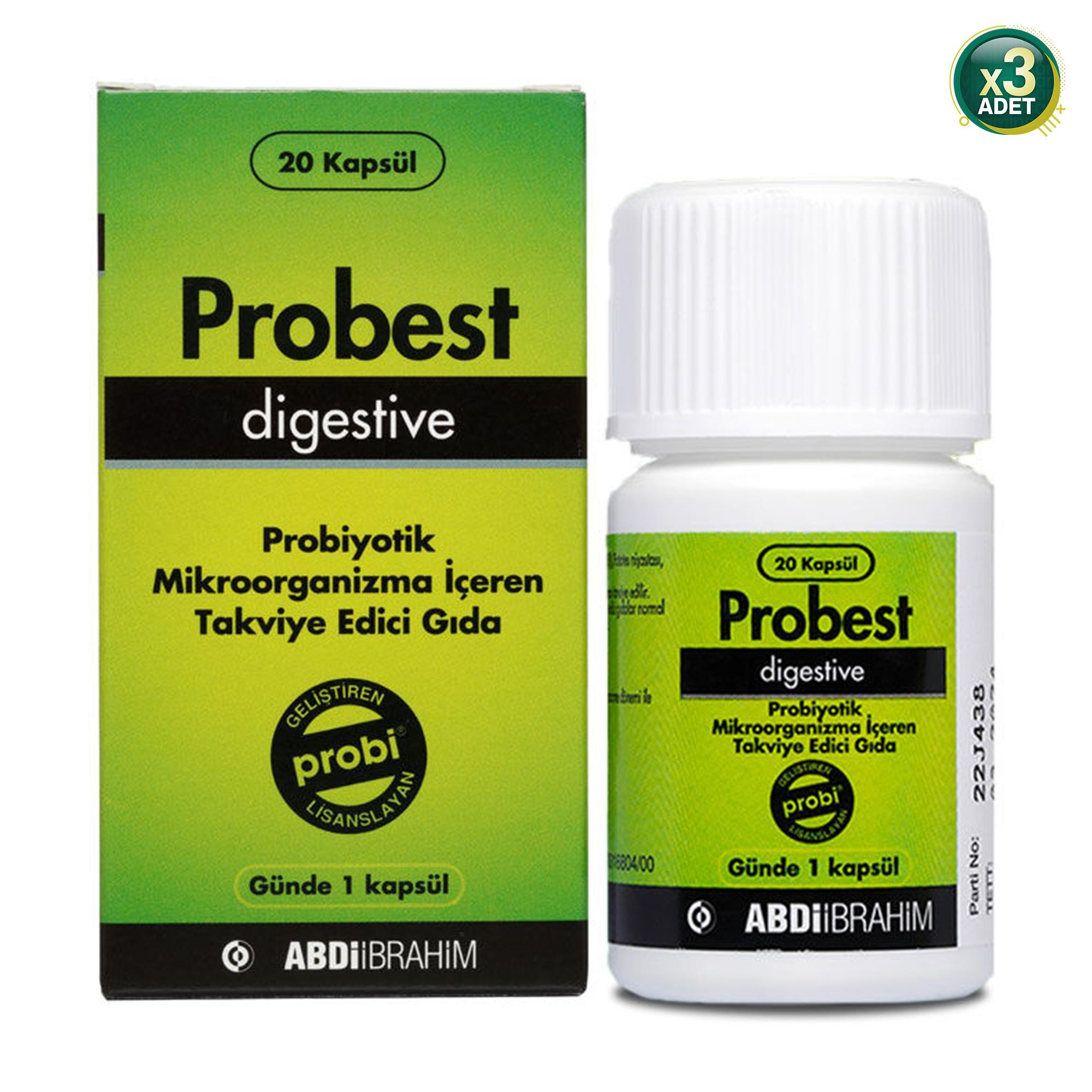 Probest Digestive Probiyotik Takviye Edici Gıda 20 Kapsül 3 Adet