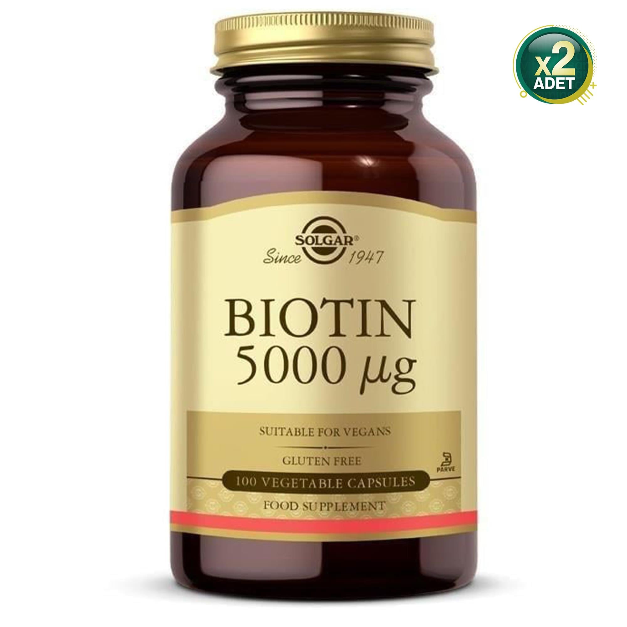 Solgar Biotin 5000 mcg 100 Kapsül 2 Adet 