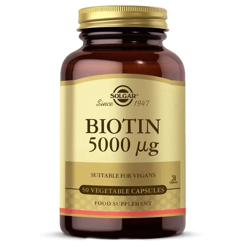Solgar Biotin 5000 mcg – 50 Kapsül | Yüksek Güçlü Biotin Takviyesi (Vegan)
