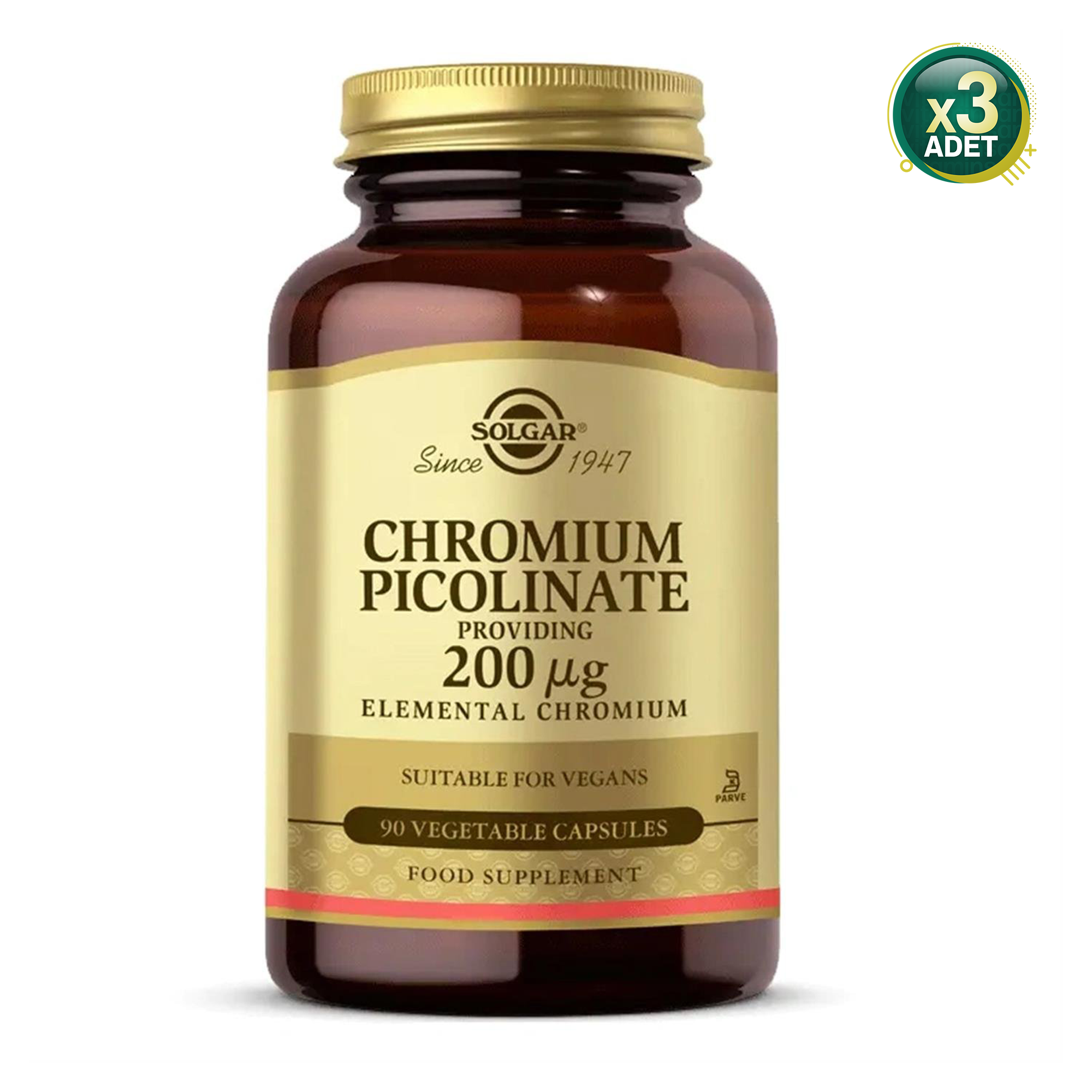Solgar Chromium Picolinate 200 mcg 90 Kapsül 3 Adet