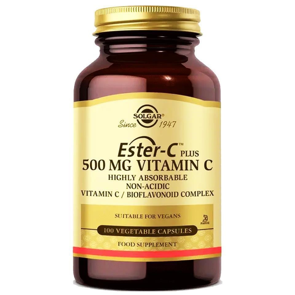 Solgar Ester-C Plus 500 Mg 100 Kapsül Yüksek Emilim Özelliği ile Vegan Besin Takviyesi - Aromasız