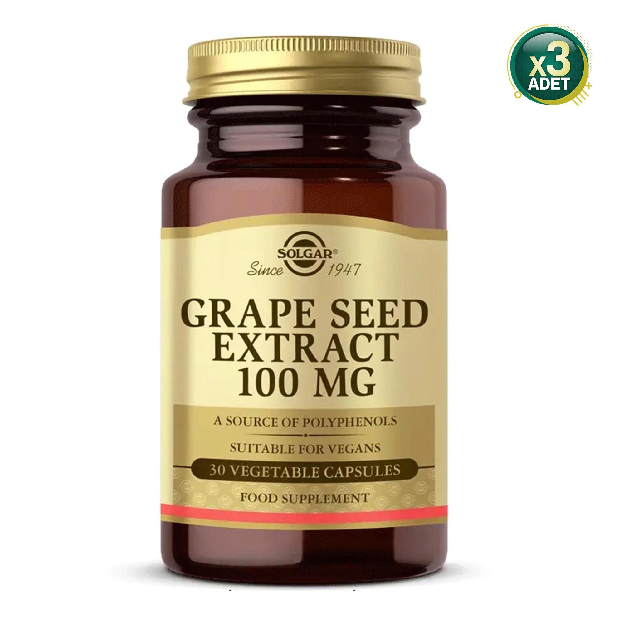 Solgar Grape Seed Extract 100 mg 30 Kapsül 3'lü