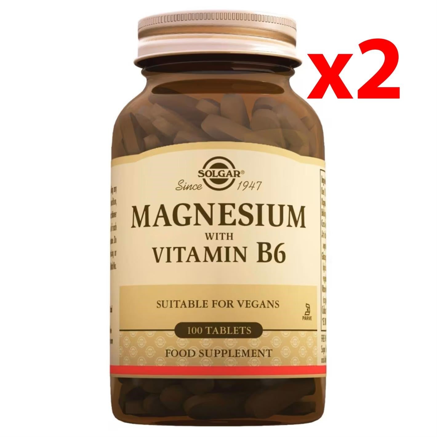 Solgar Magnesium Glycinate 60 Tablet + Solgar Magnesium With Vitamin B6 100 Tablet ( Ilaç Kutusu Hediyeli )