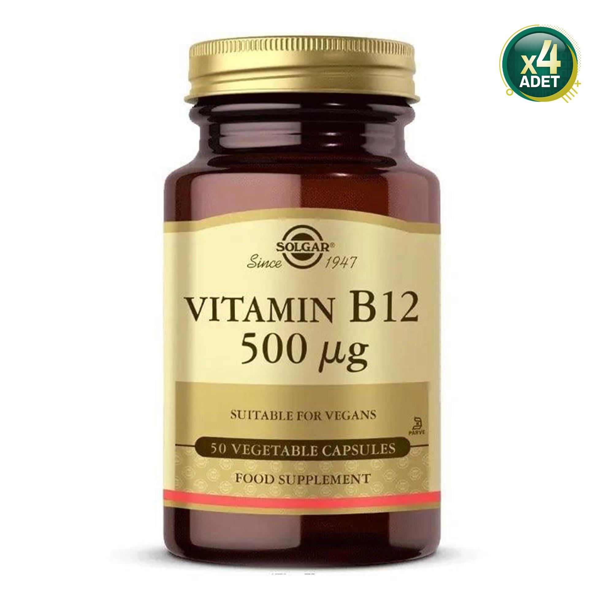 Solgar Vitamin B12 500 mcg 50 Kapsül 4'lü