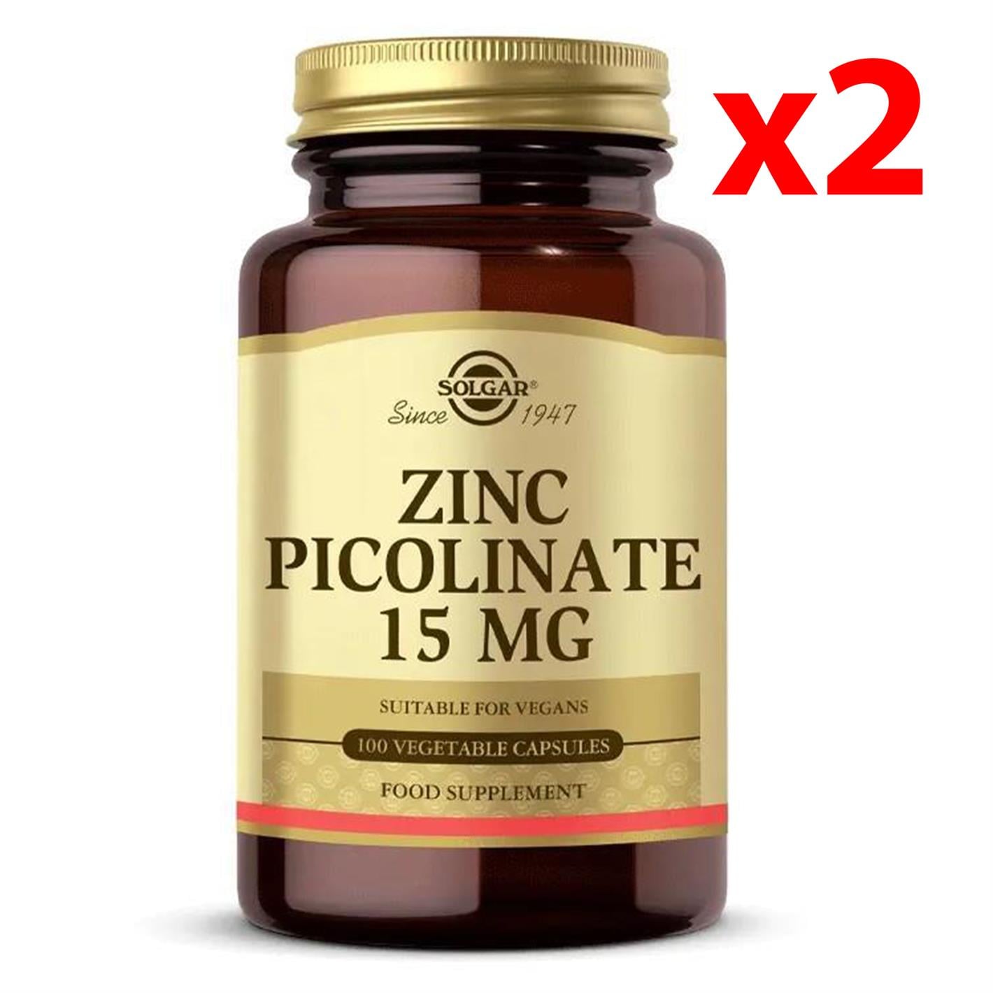 Solgar Zinc Picolinate 15 mg 100 Kapsül 2 Adet