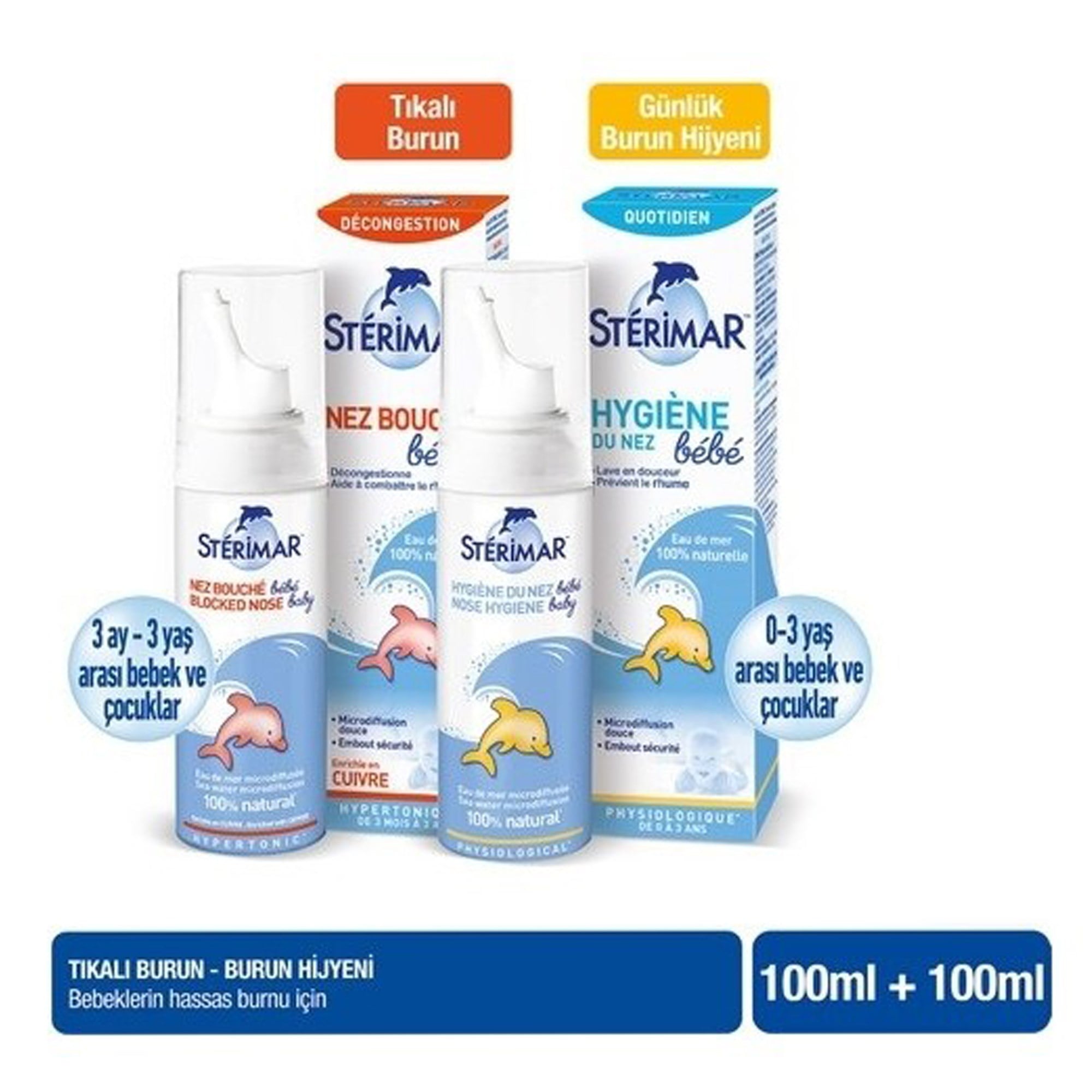 Sterimar Isotonic Baby Burun Spreyi 100ml + Hipertonik Baby Burun Spreyi 100ml