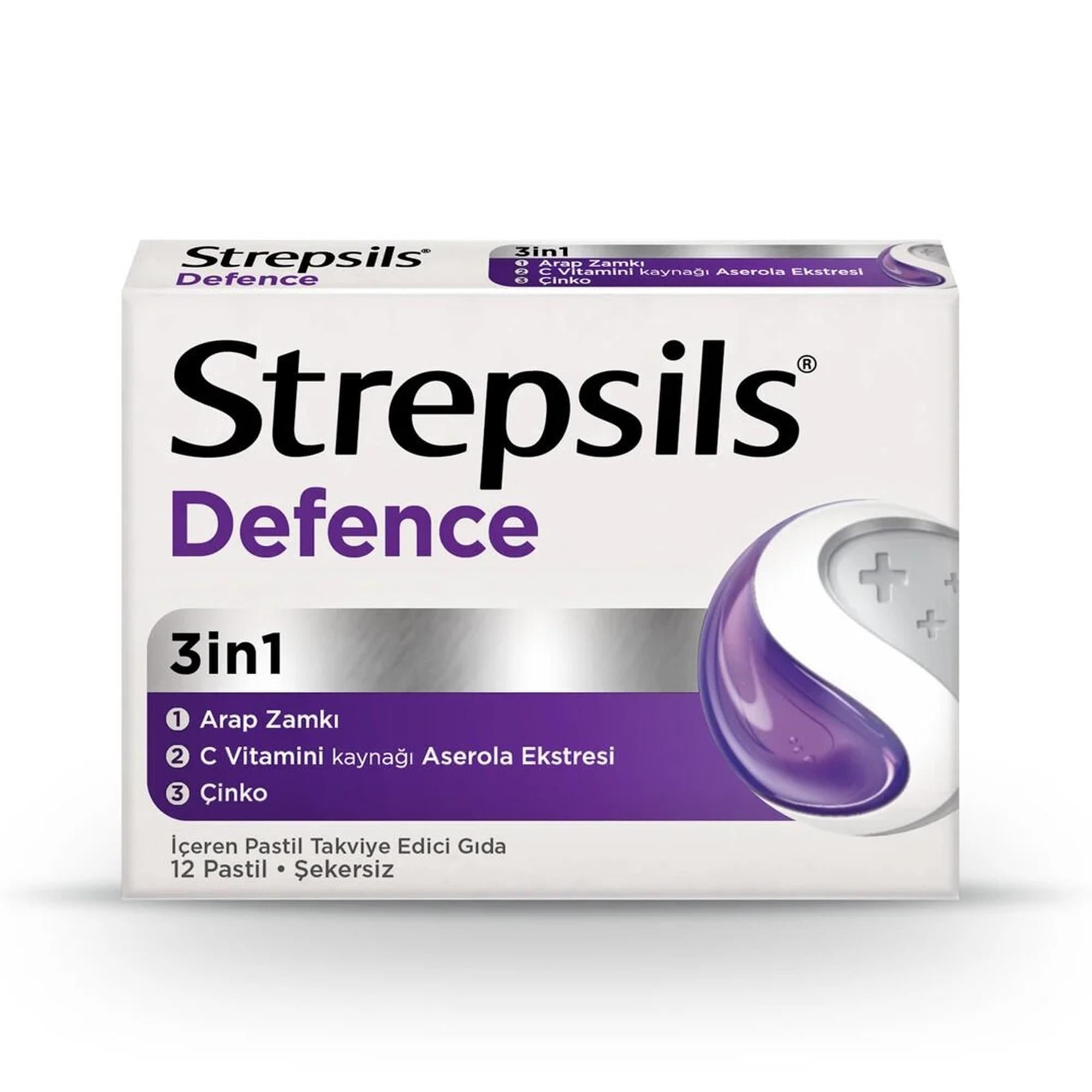 Strepsils Defence 3in1 Pastil, 12li, Arap Zamkı, C Vitamini, Çinko