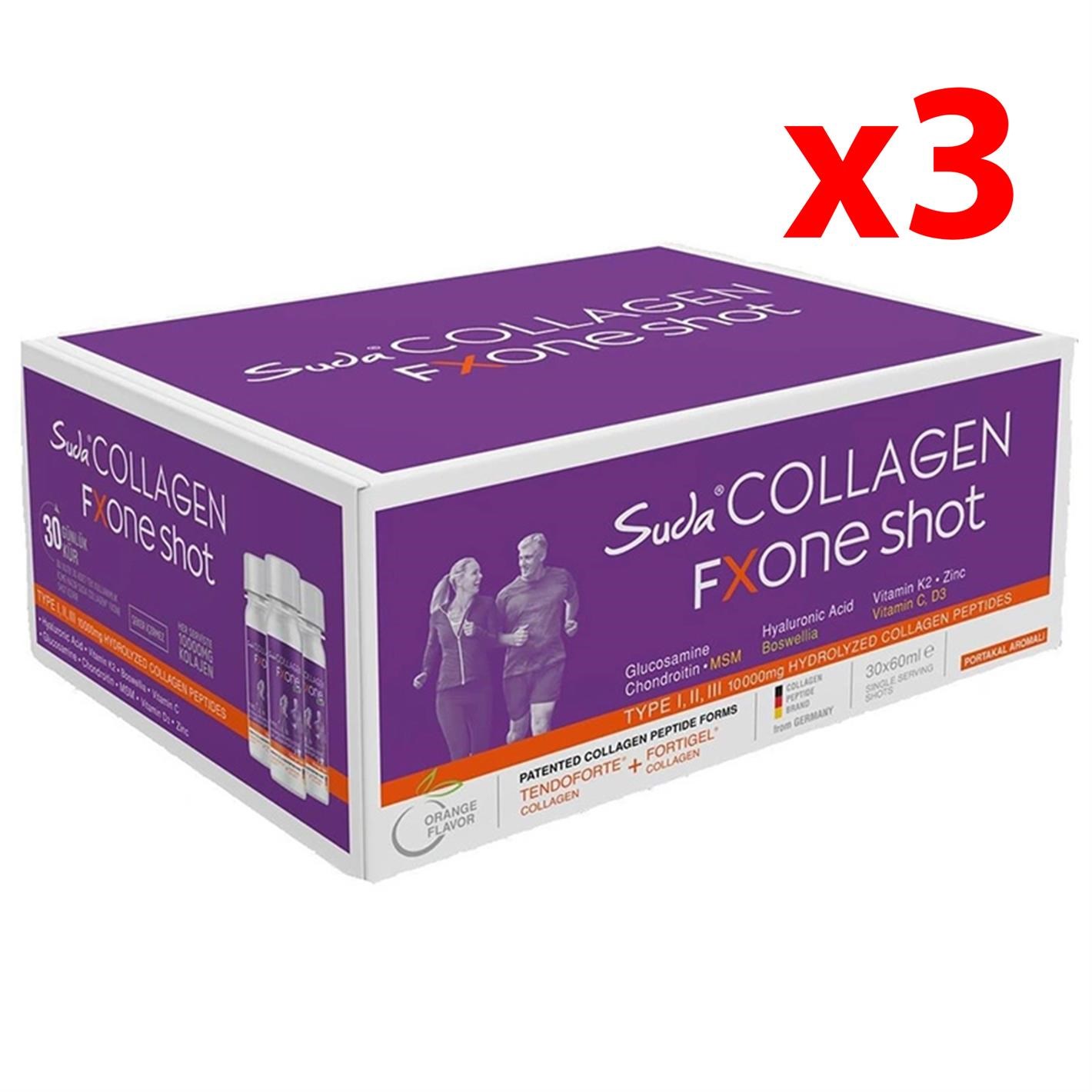 Suda Collagen Fxone Shot Orange 40 ml x 30 Shot - Portakallı 3 ADET