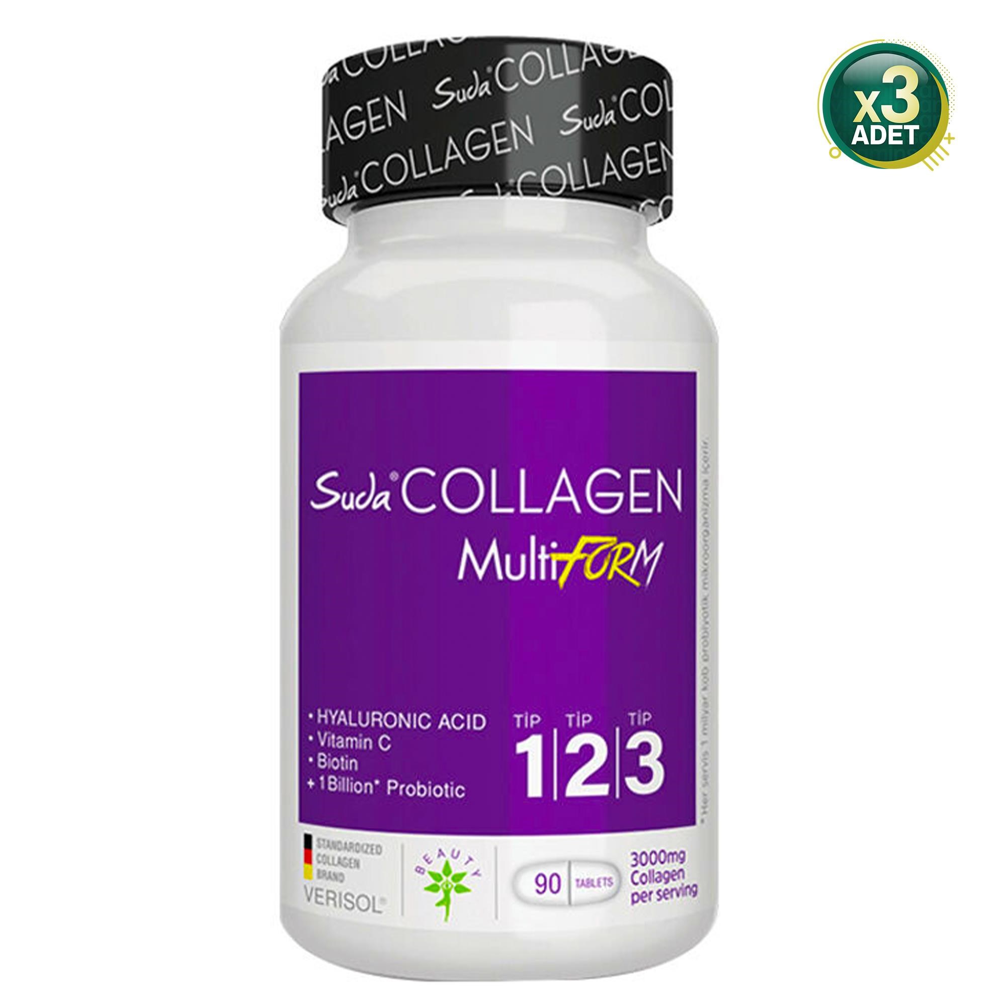 Suda Collagen MultiFORM Tip 1-2-3 Kolajen Takviyesi 90 Tablet 3 Adet