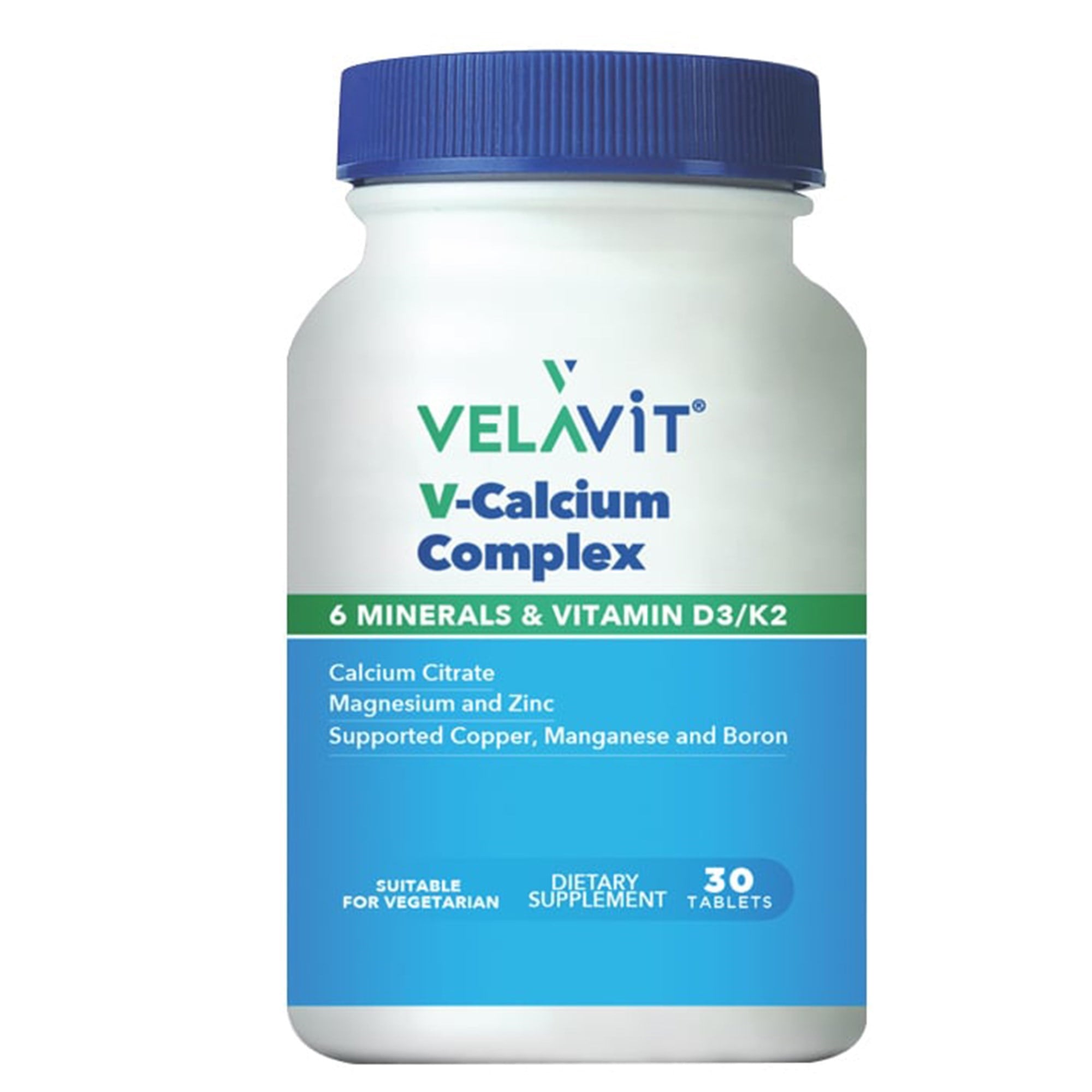 Velavit V-Calcium Complex 6 Mineral & Vitamin D3/K2 30 Tablet (İlaç Kutusu Hediyeli)