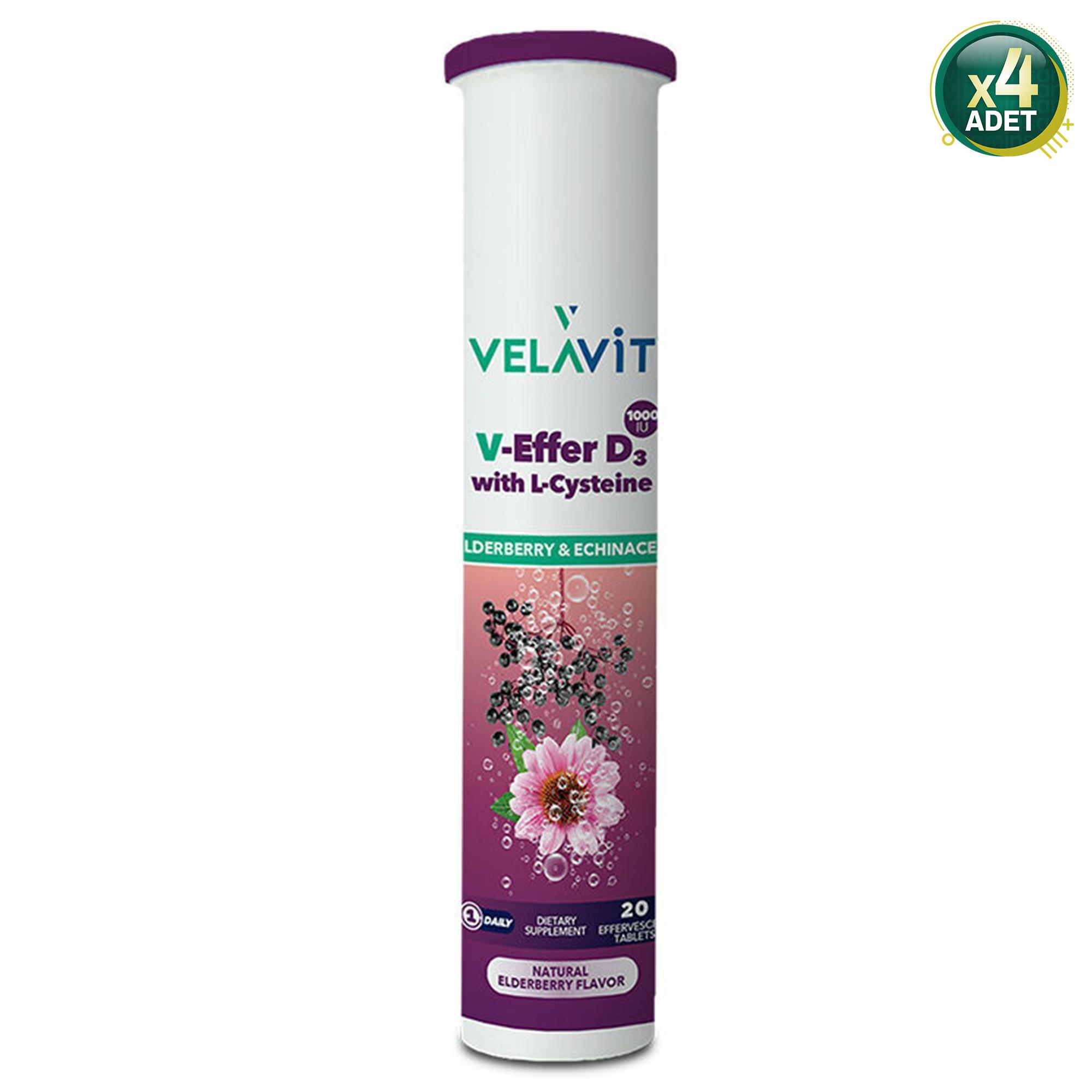 Velavit V-Effer D3 with L-Cysteine -20 Efervesan Tablet - 4 Adet