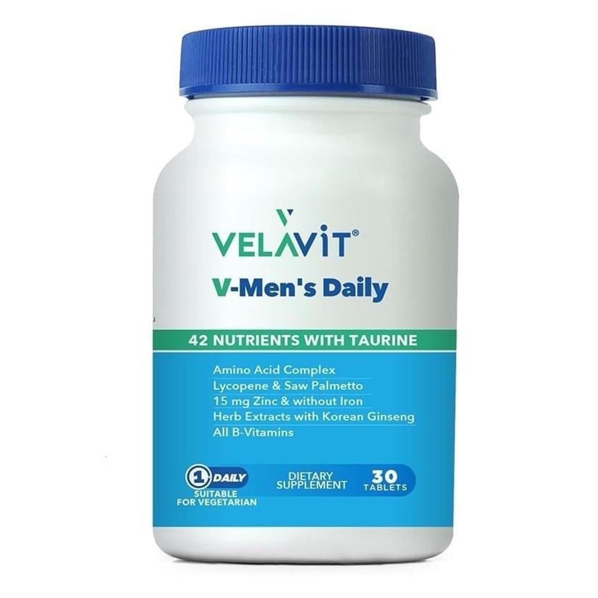 Velavit V- mens Daily - Erkekler Için Multivitamin - 30 Tablet - Dezenfektan Hediyeli (%72 Alkol)