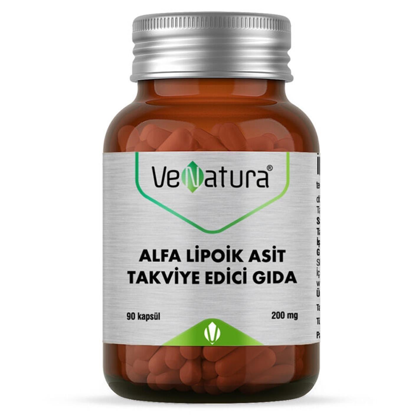 Venatura 90 Kapsül Alfa Lipoik Asit 200 Mg Takviye Edici Gıda 11 Yaş ve Üzeri Kullanıma Uygun - -- 
