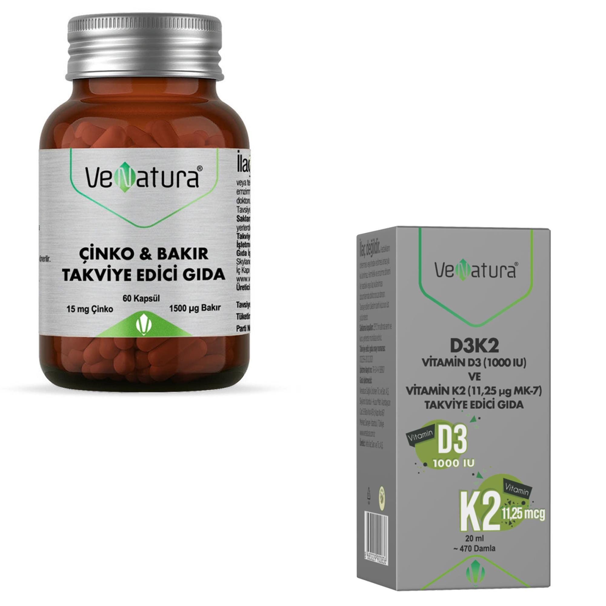 Venatura Çinko Bakır + D3K2 Damla 20 ml