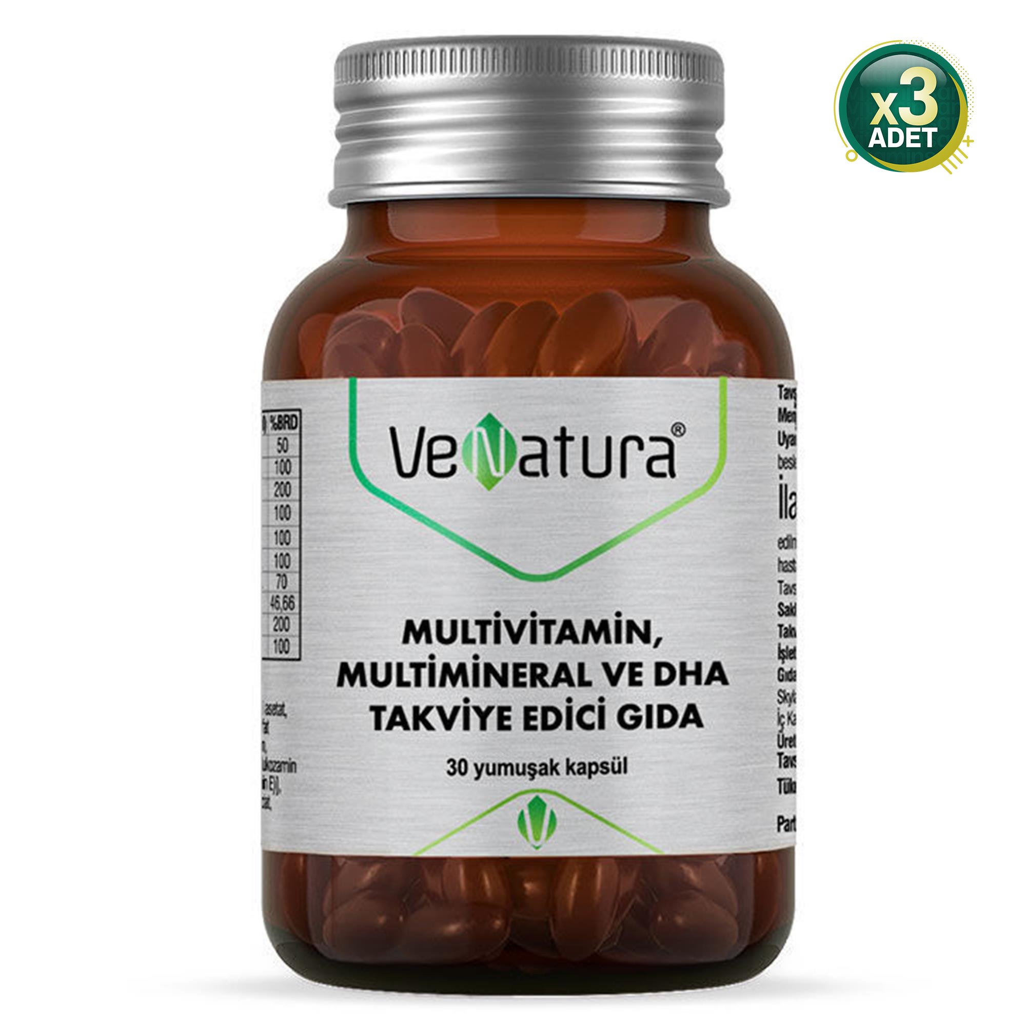 Venatura Multivitamin Multimineral ve Dha 30 Kapsül 3 Adet - yok