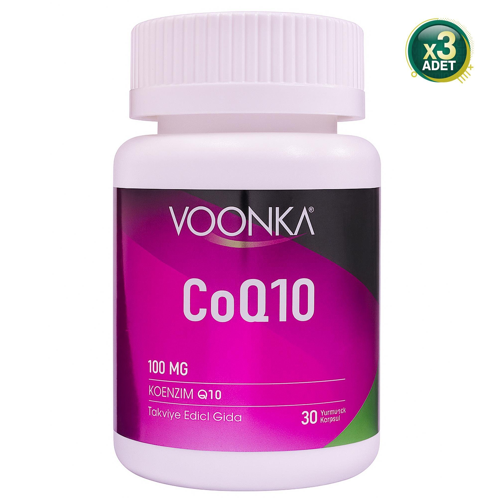 Vonka Voonka Co Q10 100 mg Koenzim 30 Yumuşak Jel Kapsül - 3 Adet (Toplam 90 Kapsül) - Dezenfektan Hediyeli (%72 Alkol)