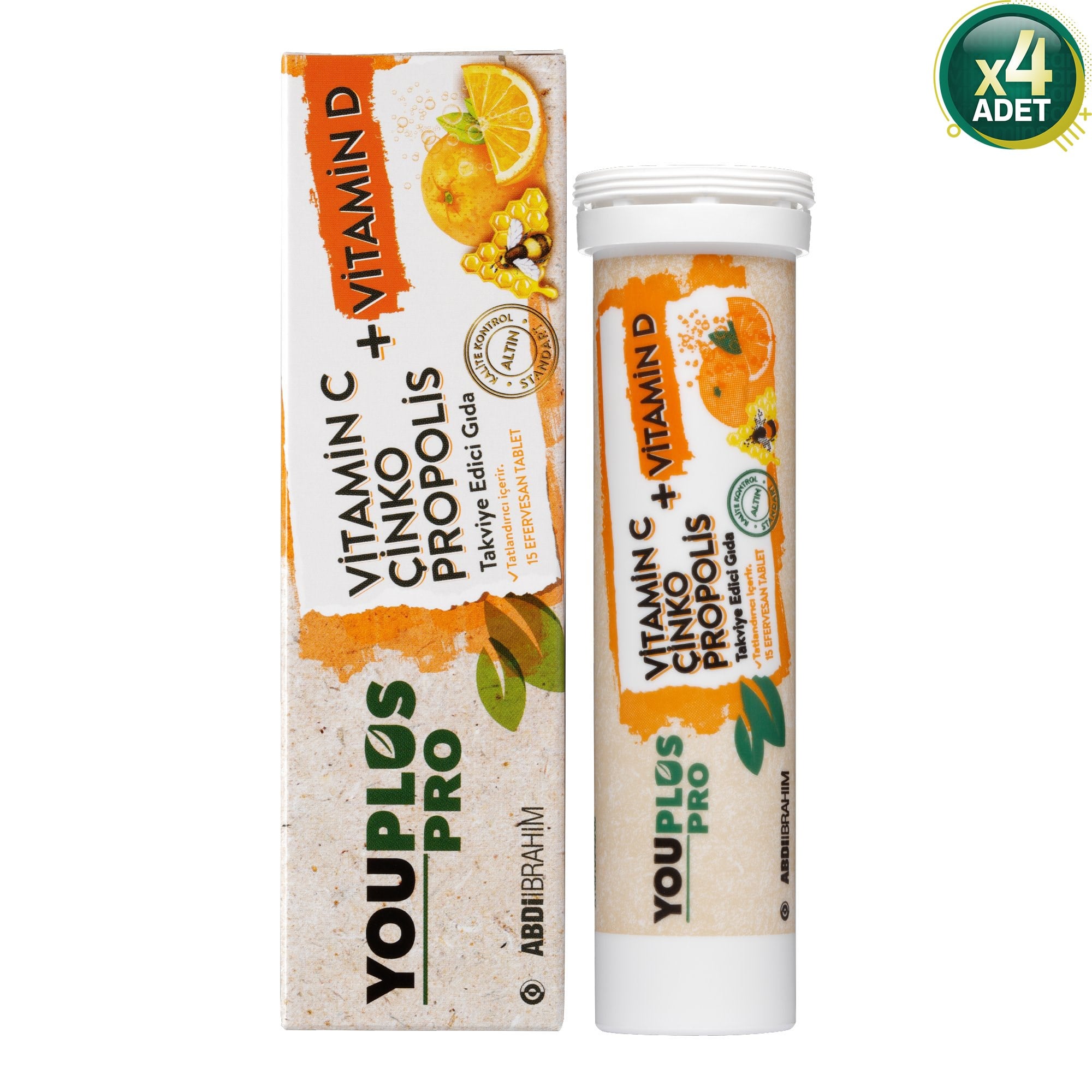 Youplus Pro Vitamin C D Çinko Propolis 15 Efervesan Tablet 4 Adet