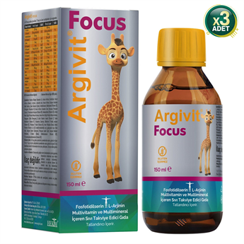 Argivit Focus 150 ml (3 Adet) Takviye Edici Gıda 4-10 Yaş Çocuklar İçin Multivitaminli