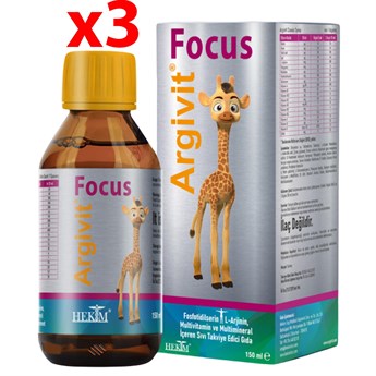 Argivit Focus 150 ml (3 Adet) Takviye Edici Gıda 4-10 Yaş Çocuklar İçin Multivitaminli