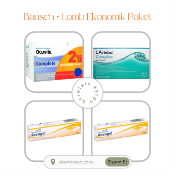 Bausch + Lomb Göz Bakım Paketi - Ocuvite Complete + Recugel Göz Jeli  + Artelac Complete Göz Damlası  
