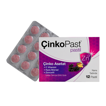 Çinkopast Nane Zencefil Kara Mürver Pastil 12 li