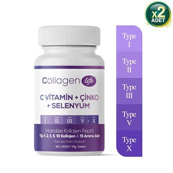Collagen Life Pro C Vitamin Çinko Selenyum 500 mg 90 Tablet 2 Adet