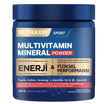 Nutraxin Multivitamin Mineral Powder 300 Gr Magnezyum, Taurin, Kreatin, L Carnitin, Ginseng, Co10, Energy