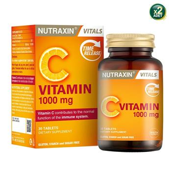 Nutraxin C Vitamin 1000 Mg - C Vitamini Deposu Zaman Salınımlı 30 Tablet x 2 Adet + İlaç Kutusu