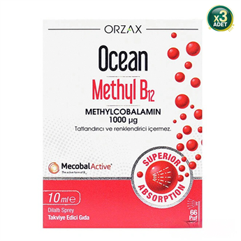 Orzax Ocean Methyl B12 1000 MG/10ML Sprey 3 Kutu