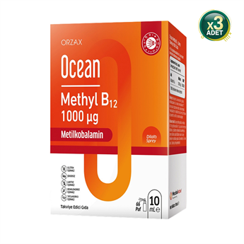 Ocean Methyl B12 1000 Mcg 10 ml Dilaltı Sprey - 3 Adet (30 Ml)