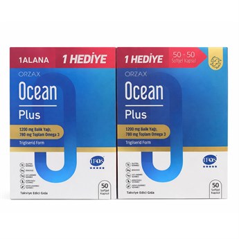 Orzax Ocean Plus 1200 mg Balık Yağı 50 + 50 Yumuşak Kapsül