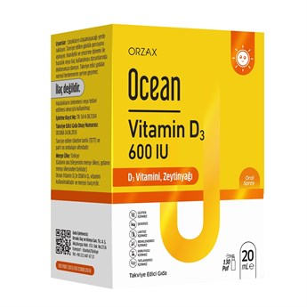 Orzax Ocean Vitamin D3 600 IU Sprey 20 ml