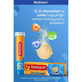 Redoxon Üçlü Etki 15 Efervesan Tablet x 2 30 Adet Vitamin Desteği İçeren Sporcu Besini