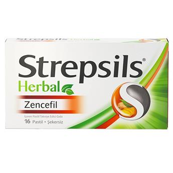 Strepsils Herbal Zencefil İçerikli Pastil Takviye Edici Gıda 16 Adet
