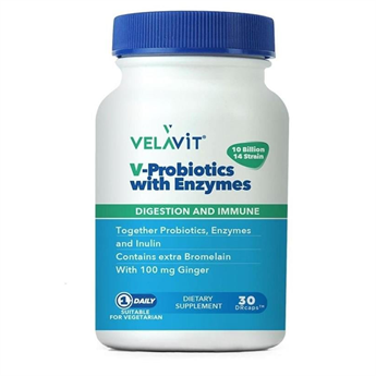 Velavit V-Probiotics with Enzymes 30 Kapsül