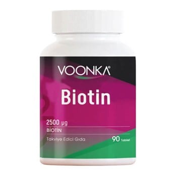 Voonka Biotin 2500 mcg Takviye Edici Gıda 90 Tablet - İlaç Kutusu Hediyeli