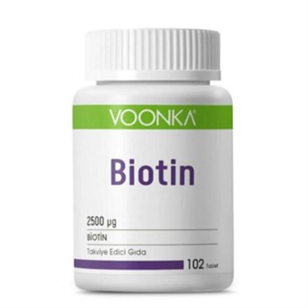Voonka Bıotın 2500 Mcg 102 Tablet Yetişkinler İçin Türkiye Menşeli Vitamin ve Mineral Takviyesi