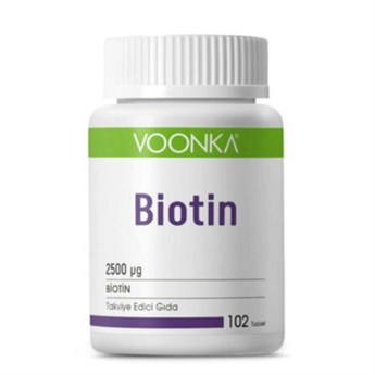 Voonka Biotin 2500 mcg Takviye Edici Gıda 90 Tablet - İlaç Kutusu Hediyeli
