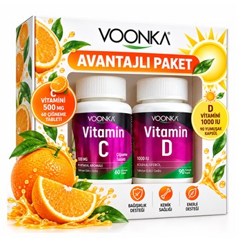 Voonka C Vitamini 60 Çiğneme Tableti ve Vitamin D 90 Kapsül