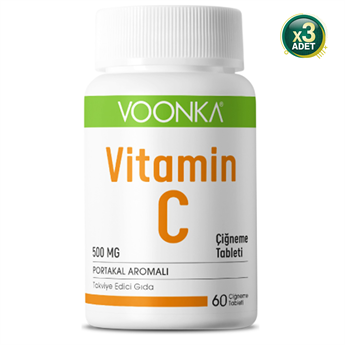 Voonka Vitamin C Çiğneme Tableti Vitamin C İçeren Portakal Aromalı 60 Tablet 3 Adet