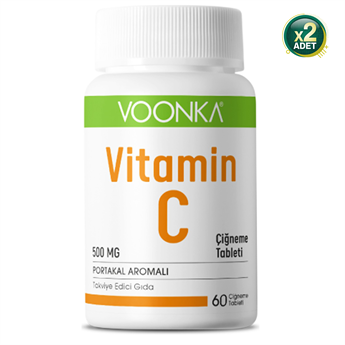 Voonka Vitamin C Çiğneme Tableti Vitamin C İçeren Portakal Aromalı 60 Tablet 2 Adet