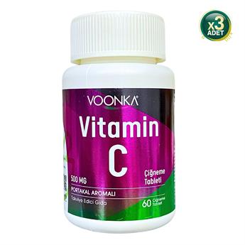 Voonka Vitamin C Çiğneme Tableti Vitamin C İçeren Portakal Aromalı 60 Tablet 3 Adet