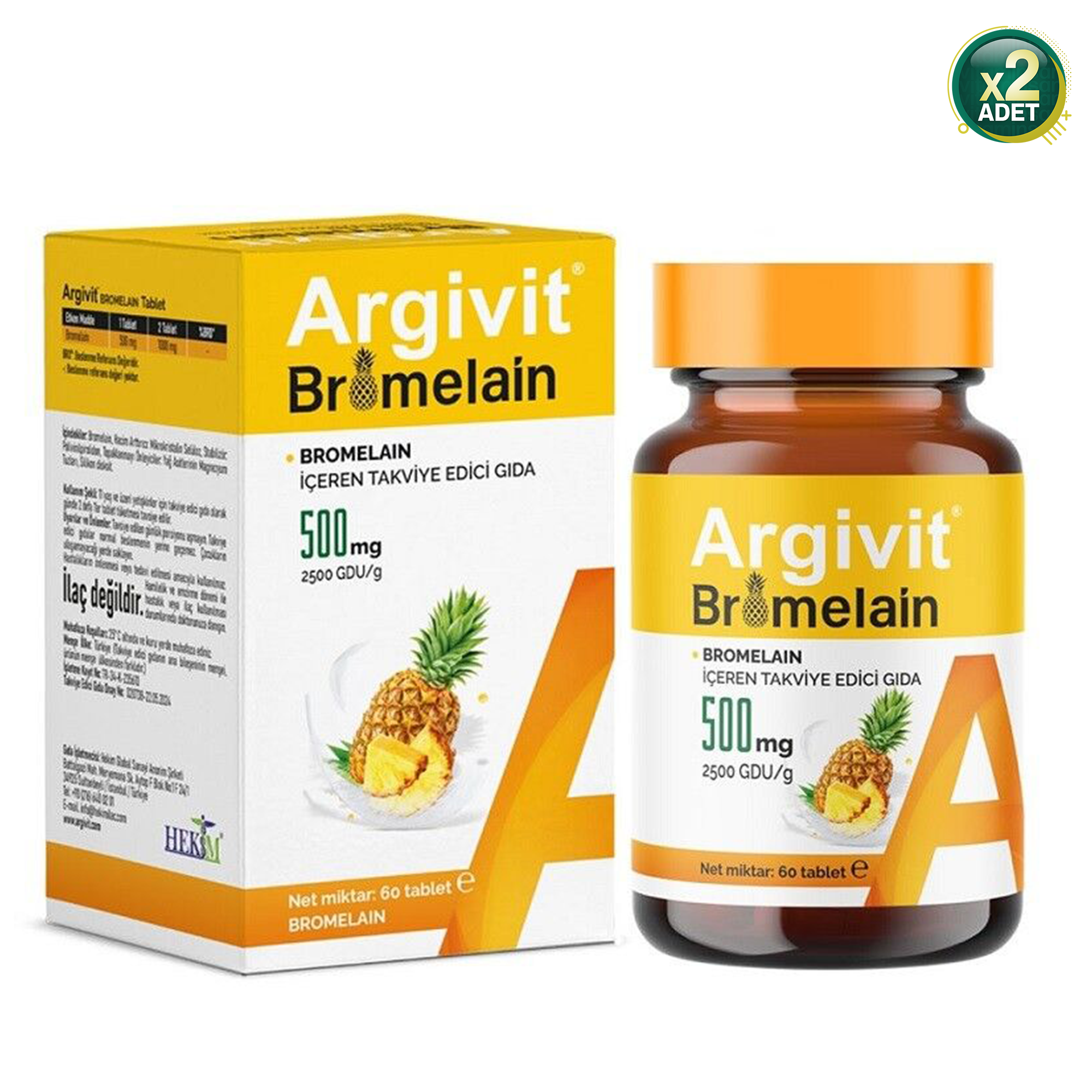 Argivit Bromelain 500 mg 60 Tablet 2 Adet