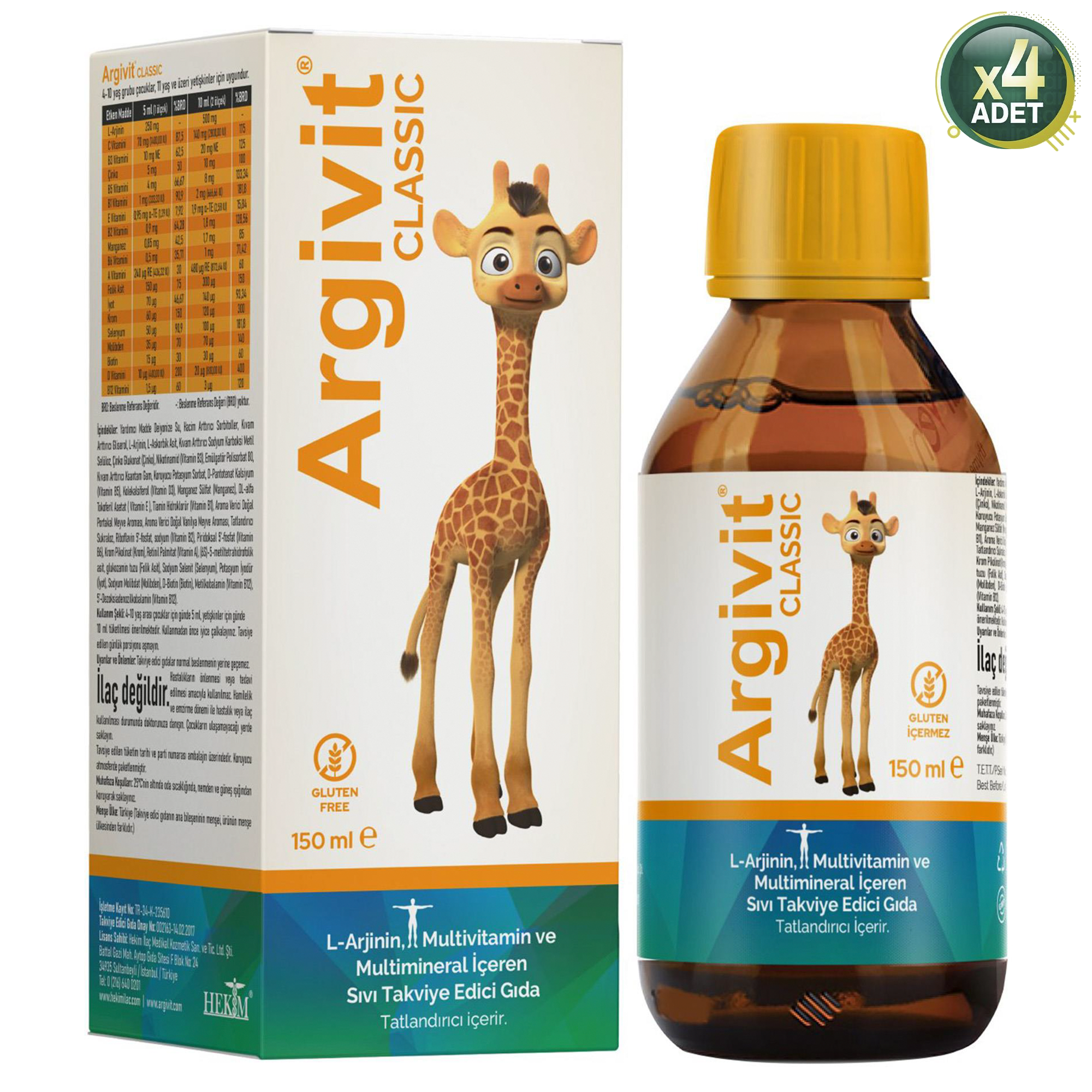 Argivit Classic Şurup 150 ml 4'lü