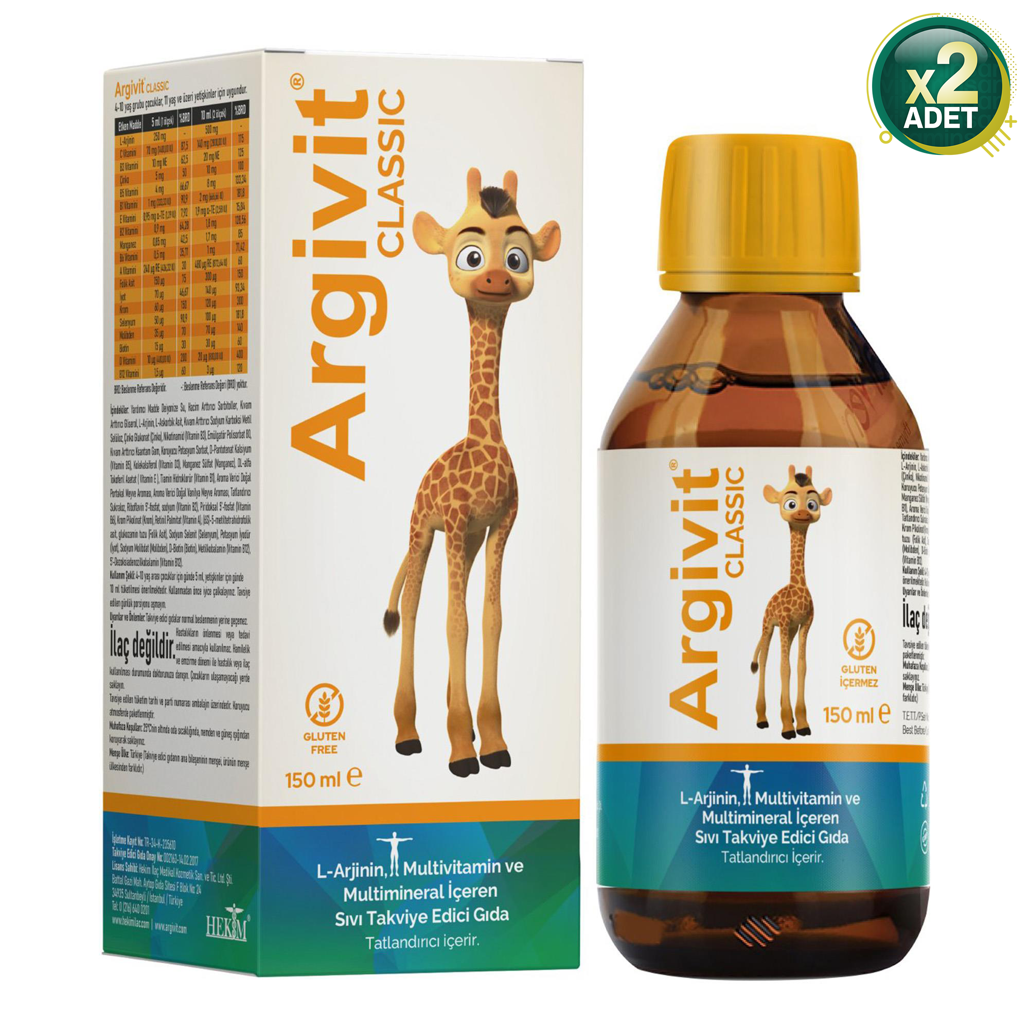 Argivit Classic Takviye Edici Gıda 150 ml 2 Adet 